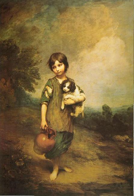 Thomas Gainsborough A Cottage Girl with Dog and Pitcher oil painting picture